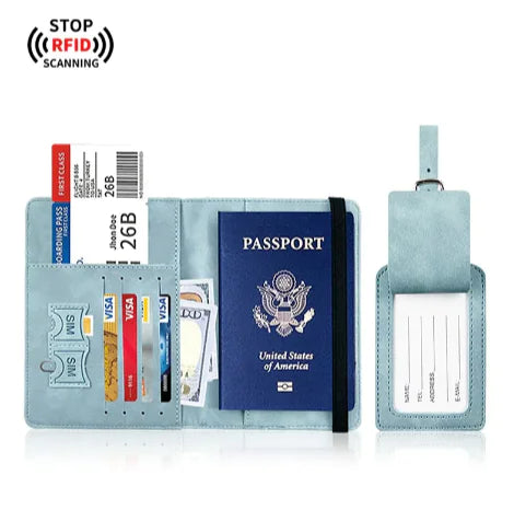 LEATHER PASSPORT HOLDER & LUGGAGE TAG BUNDLE